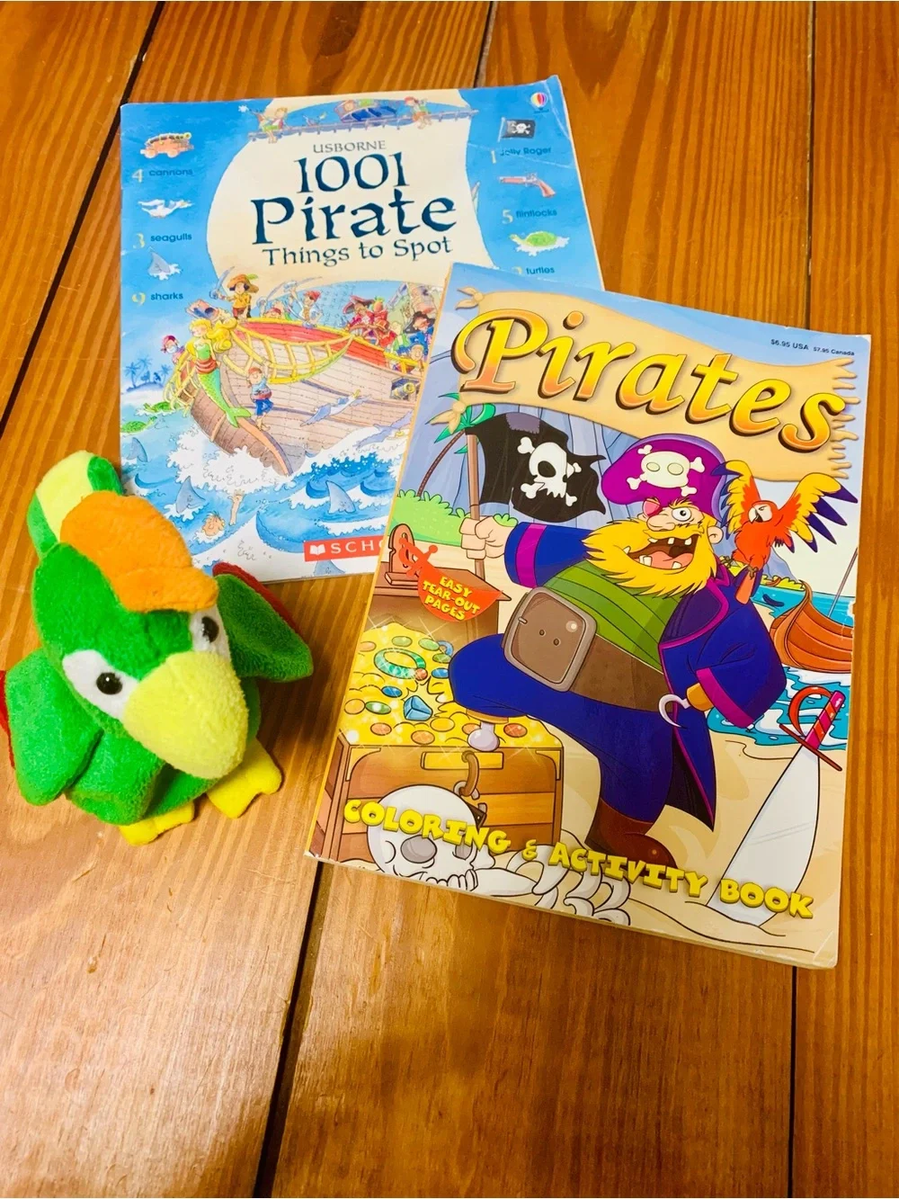 Born Pirates Coloring & Activity Book with 1001 pirate book & Plush Parrot